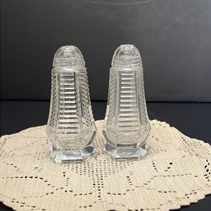 Vintage Crystal Glass Salt and Pepper Shakers Czechoslovakia Dinnerware